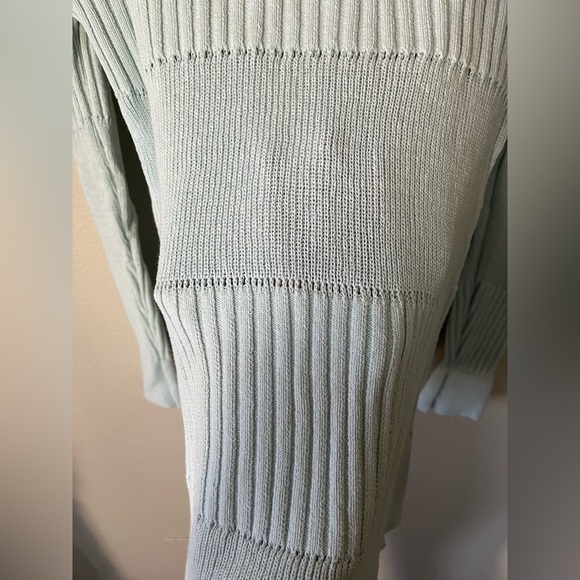 TheOpen Product Blue V Neck Ribbed Sweater Bell Sleeves Women's Size S - Picture 11 of 13